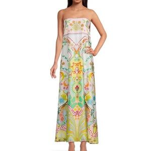 Antonio Melani Dress Sz 10 Lucia Printed Satin Strapless Maxi Vacation Summer